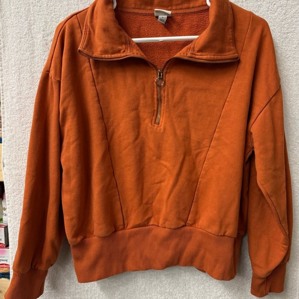 a new day Burnt Orange Fleece Pullover Sz L